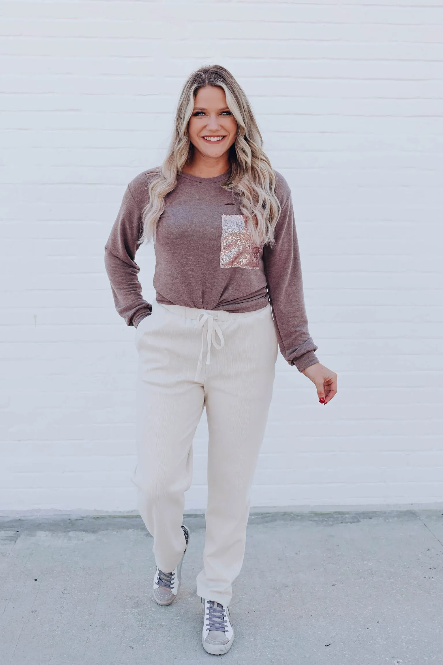 Pocket Full of Shimmer Top - Mocha