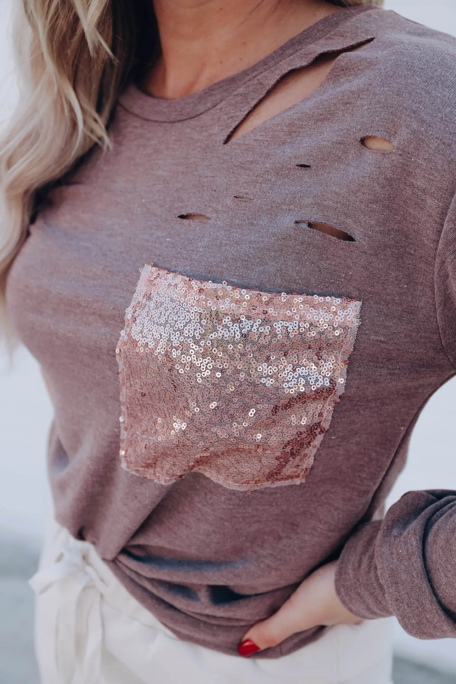 Pocket Full of Shimmer Top - Mocha