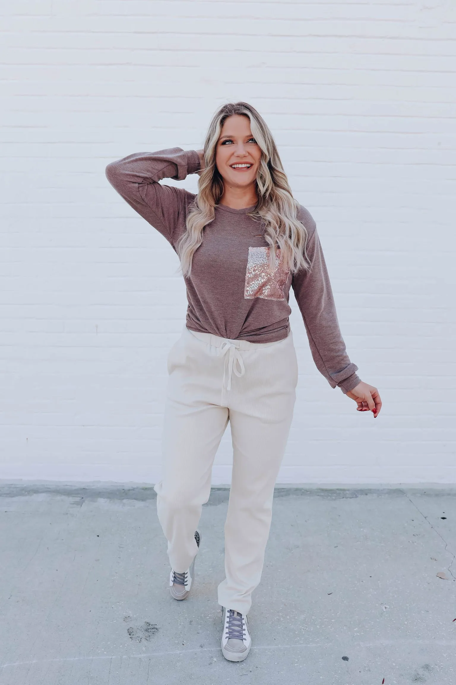 Pocket Full of Shimmer Top - Mocha