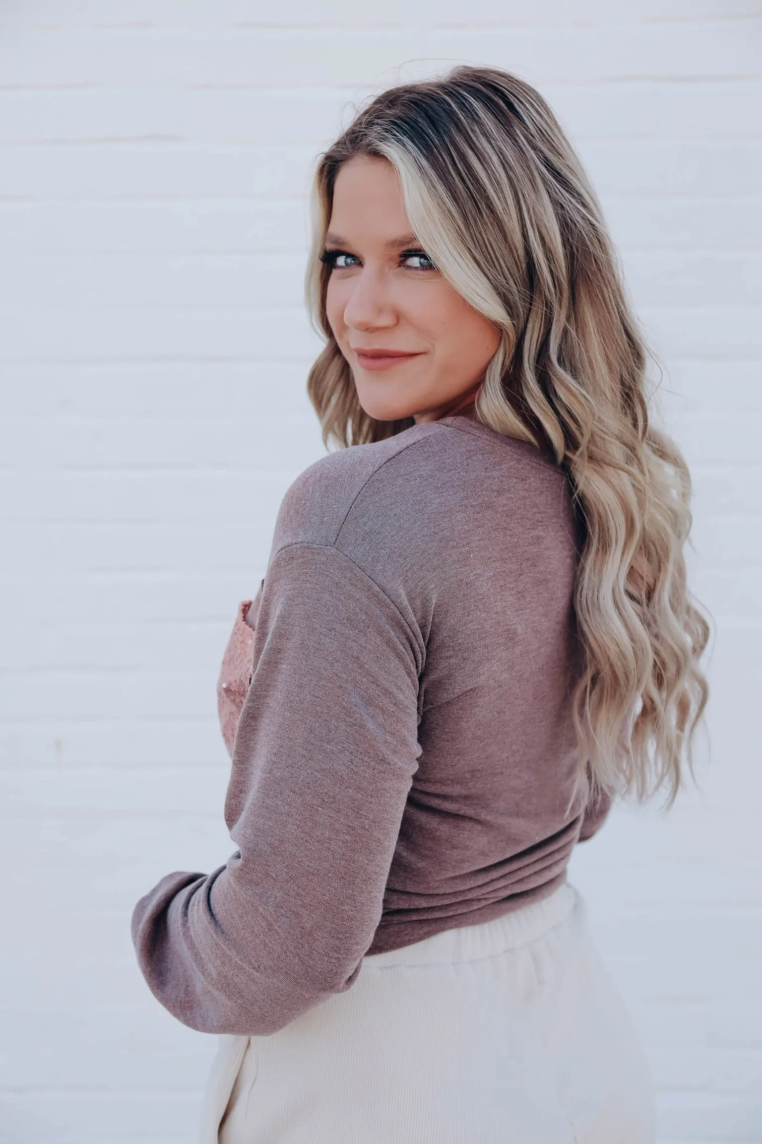 Pocket Full of Shimmer Top - Mocha