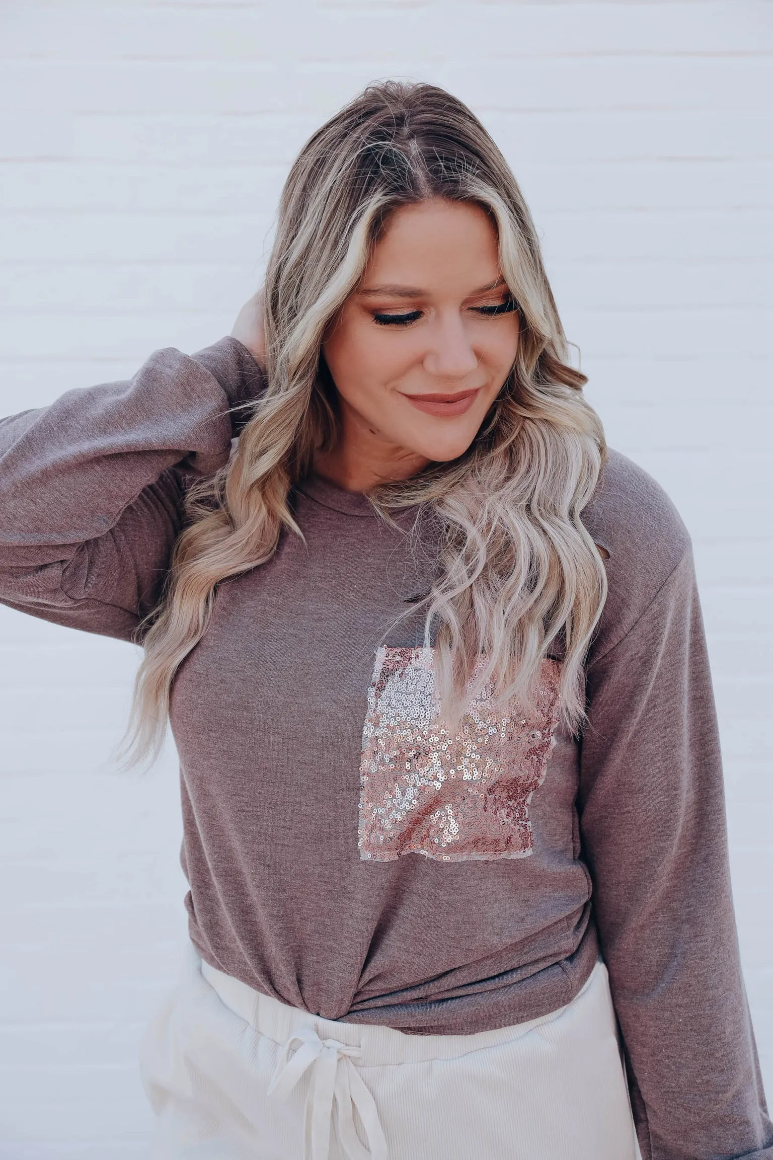 Pocket Full of Shimmer Top - Mocha