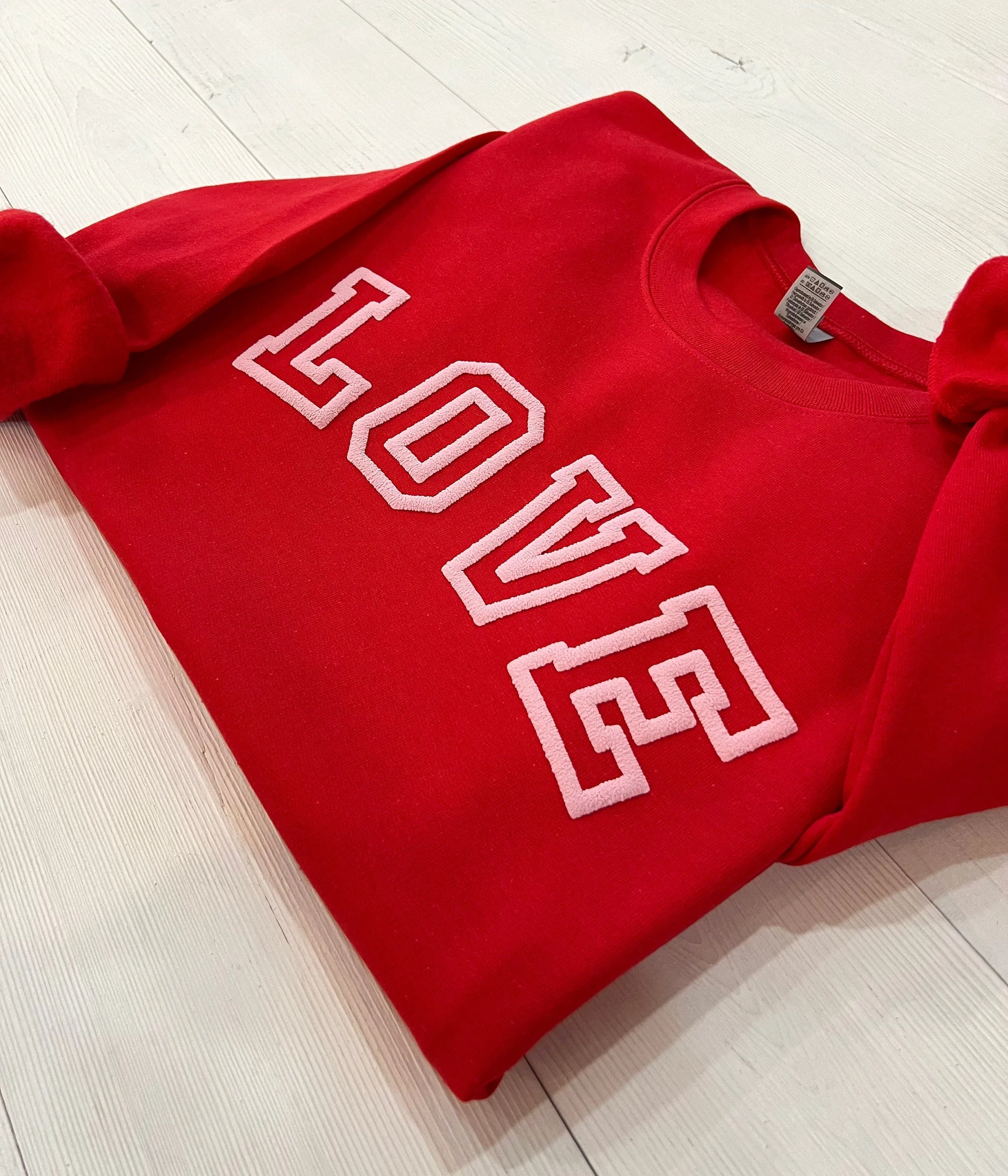 Puff Varsity Embossed Love Valentines Day Sweatshirt