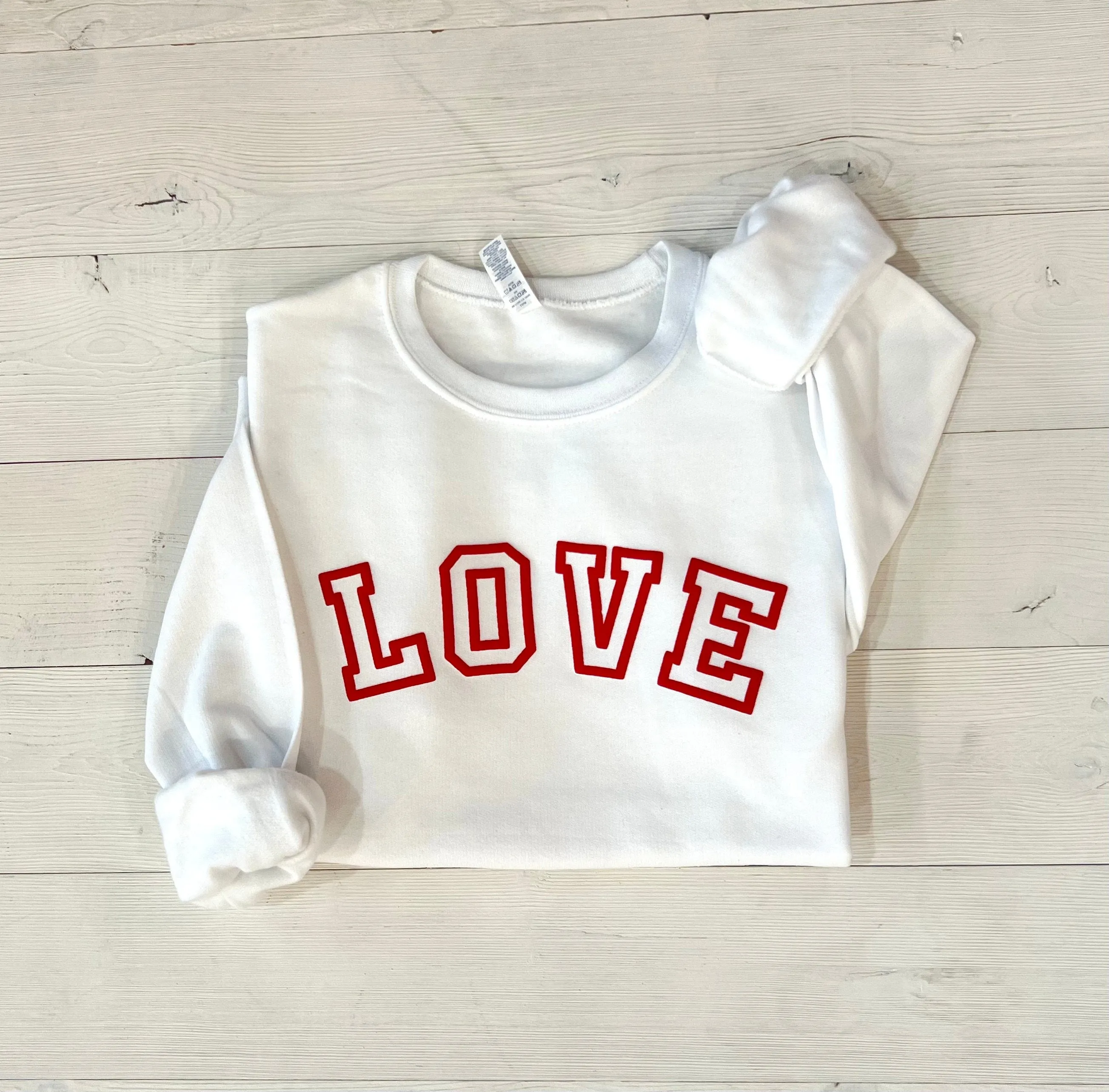 Puff Varsity Embossed Love Valentines Day Sweatshirt