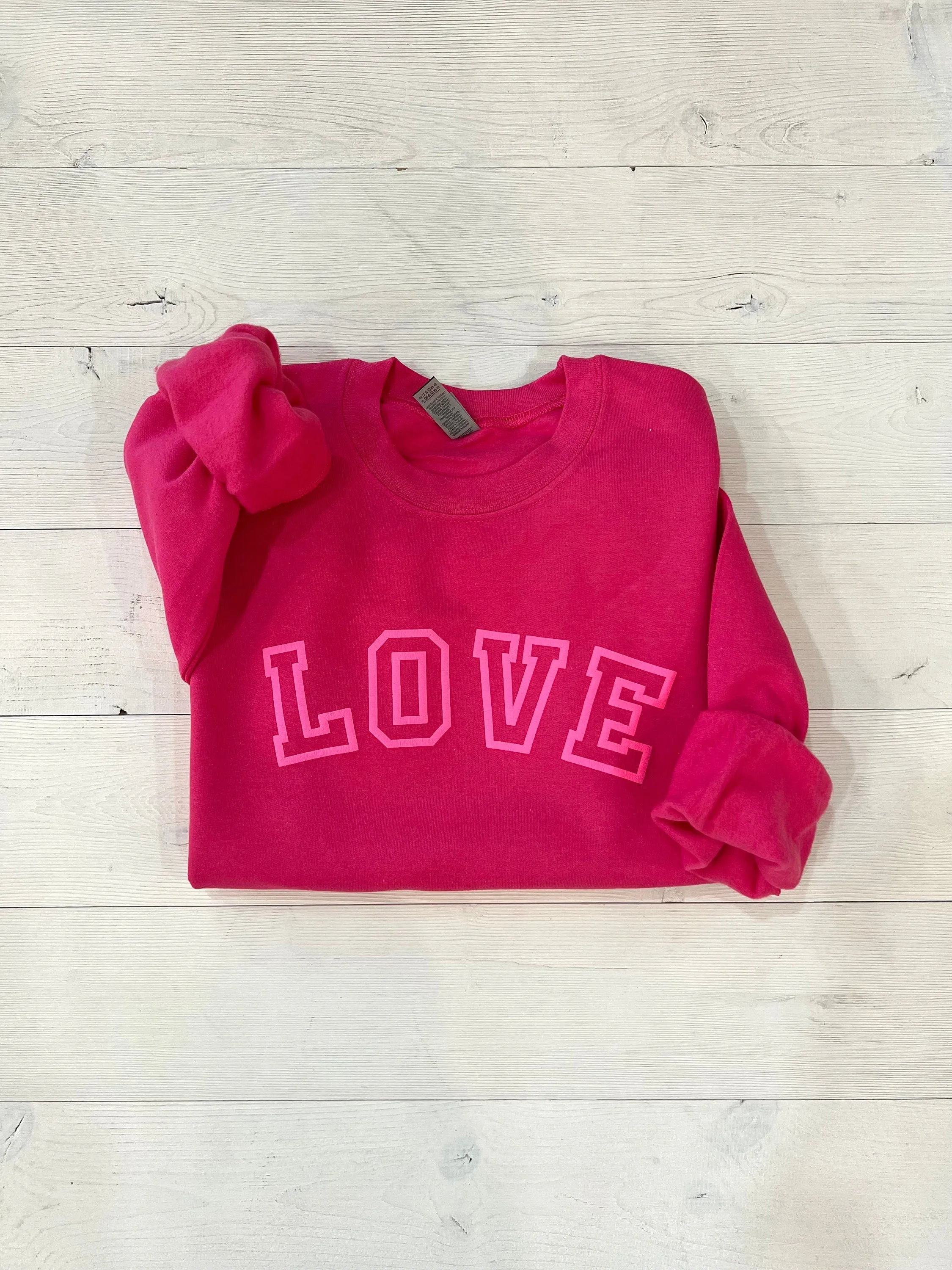 Puff Varsity Embossed Love Valentines Day Sweatshirt