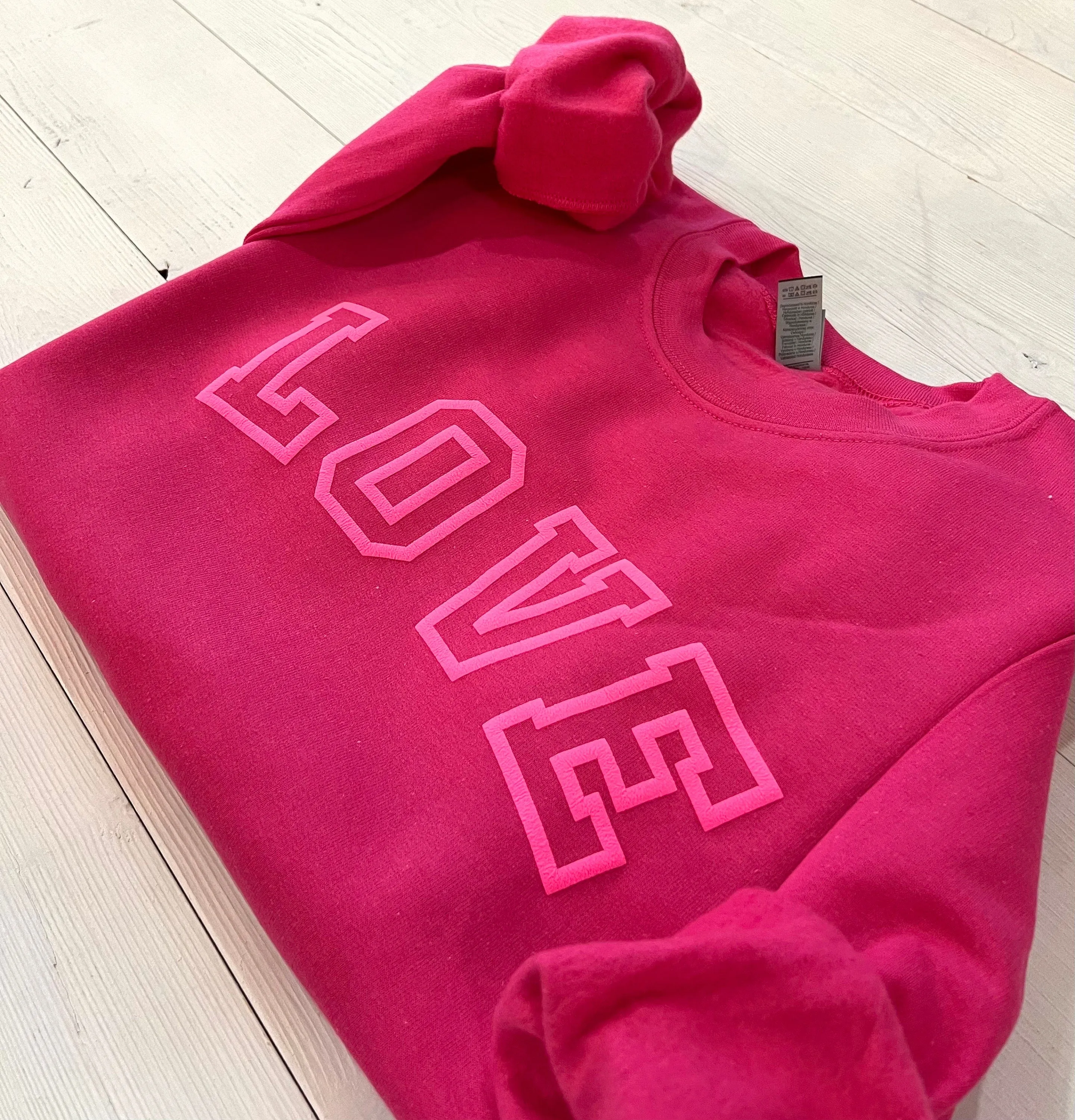 Puff Varsity Embossed Love Valentines Day Sweatshirt