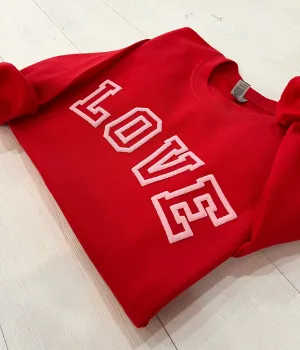 Puff Varsity Embossed Love Valentines Day Sweatshirt