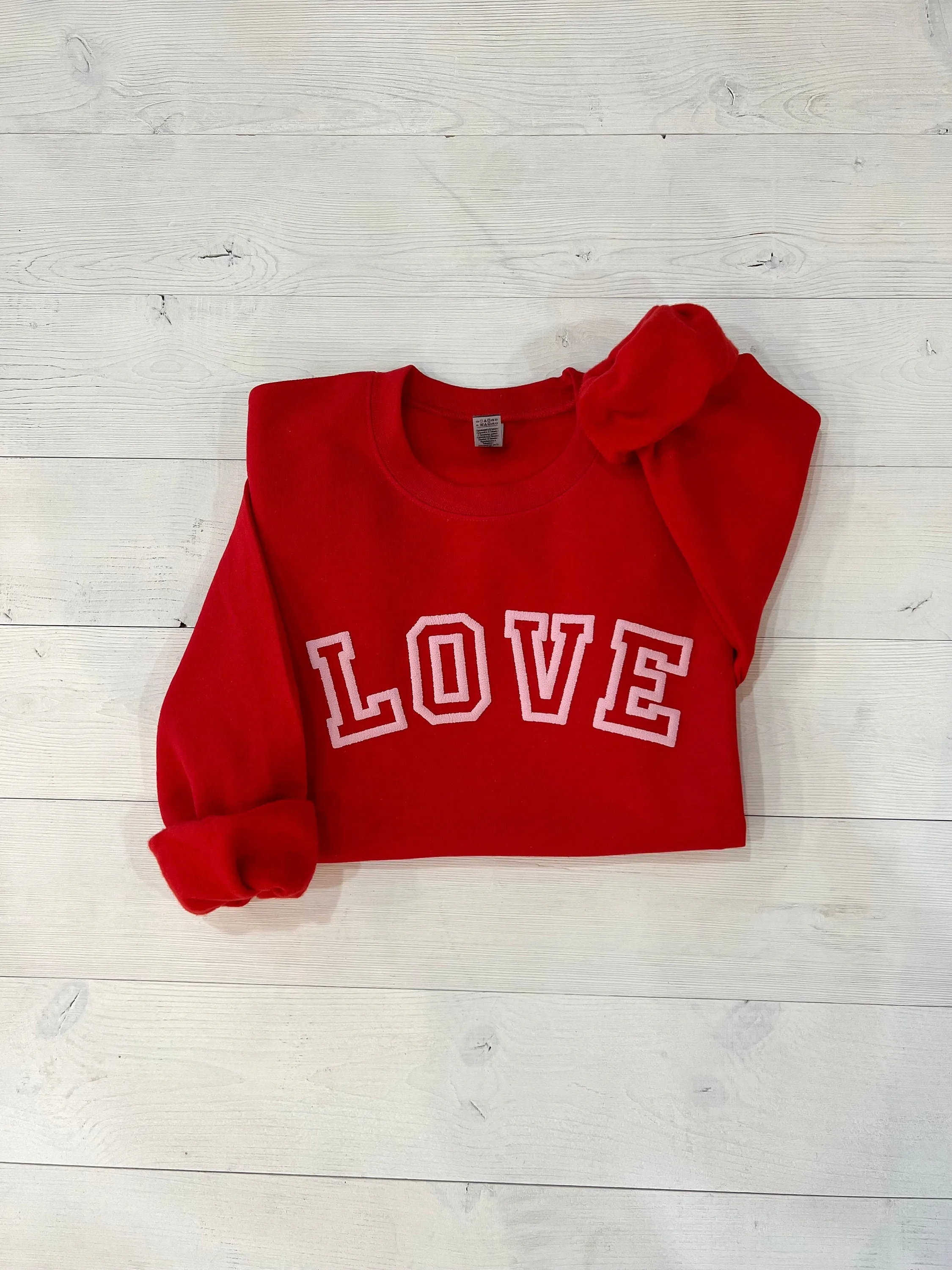 Puff Varsity Embossed Love Valentines Day Sweatshirt