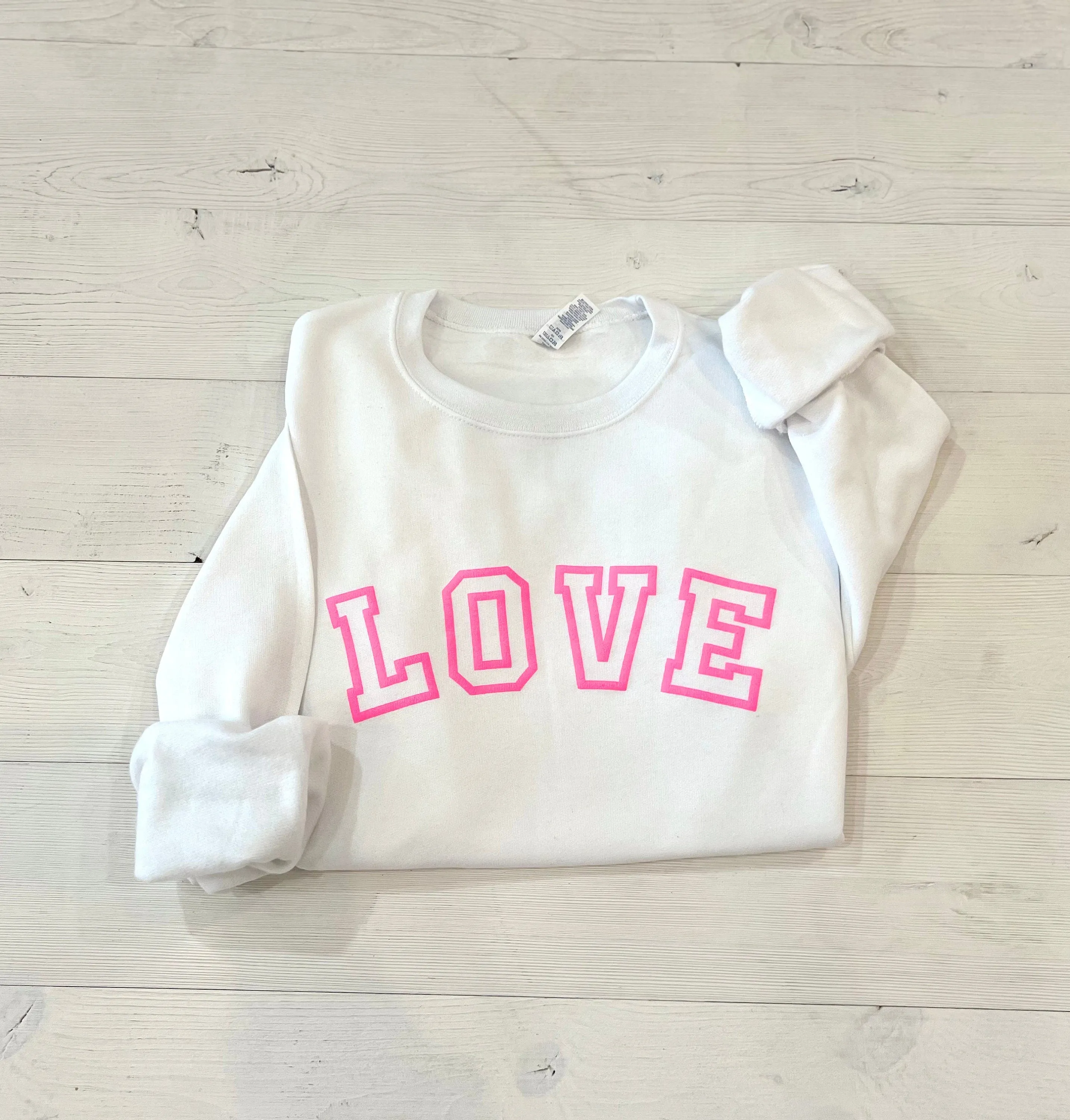 Puff Varsity Embossed Love Valentines Day Sweatshirt