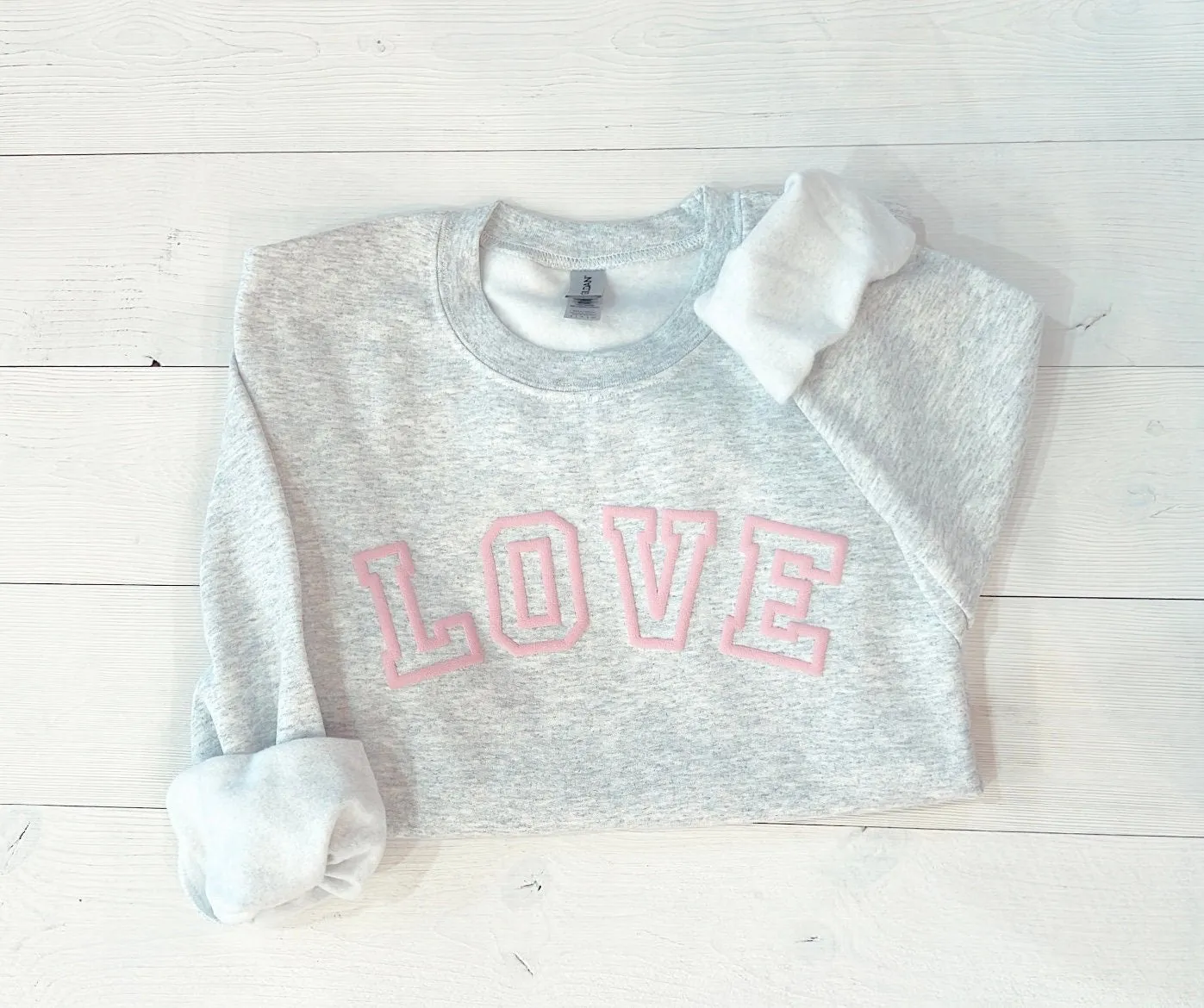 Puff Varsity Embossed Love Valentines Day Sweatshirt