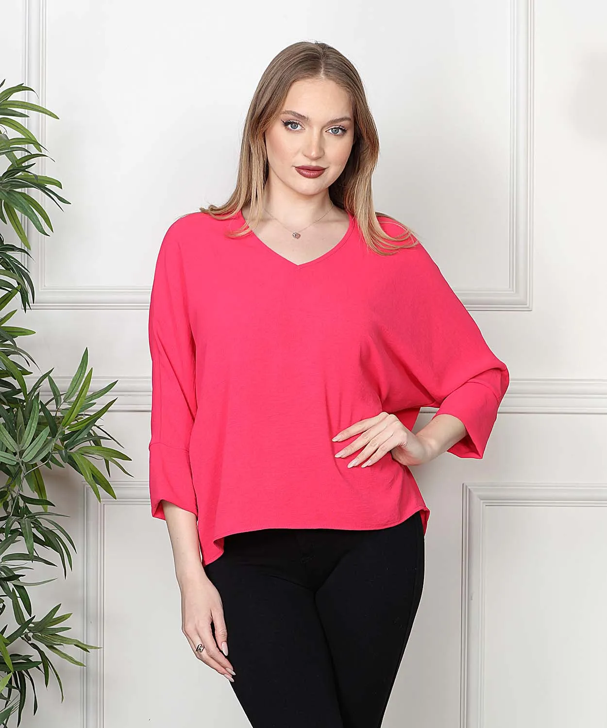 Punch V-Neck Batwing Top