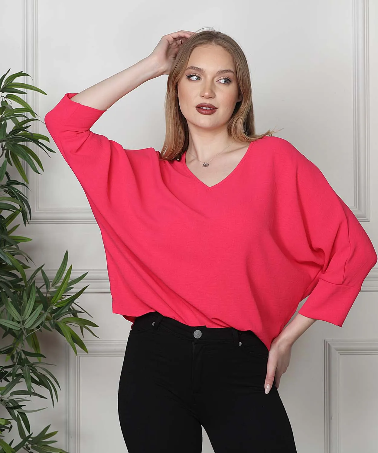 Punch V-Neck Batwing Top