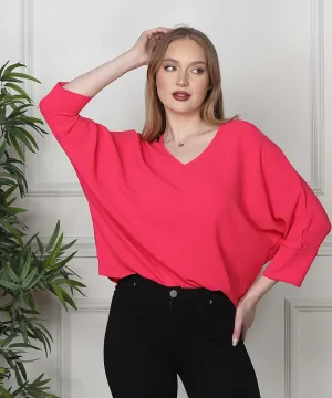 Punch V-Neck Batwing Top