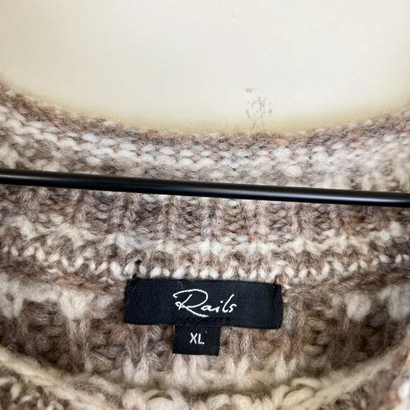 Rails Brown White Space Dye Oversized Echo Pullover Sweater