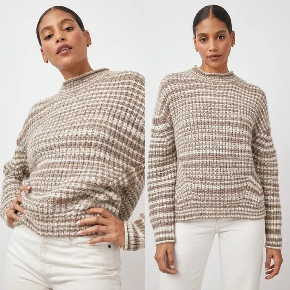 Rails Brown White Space Dye Oversized Echo Pullover Sweater
