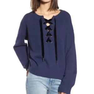 Rails Olivia Wool Cashmere Lace-Up Sweater