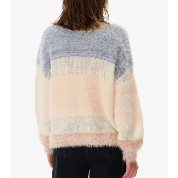Rip Curl Fuzzy Oversized  Sweater MEDIUM Lambs Wool Boxy Balloon Sleeves $80 NEW