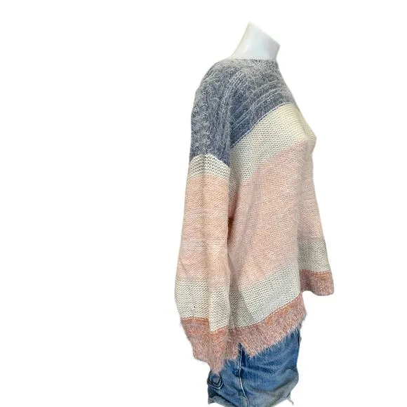 Rip Curl Fuzzy Oversized  Sweater MEDIUM Lambs Wool Boxy Balloon Sleeves $80 NEW