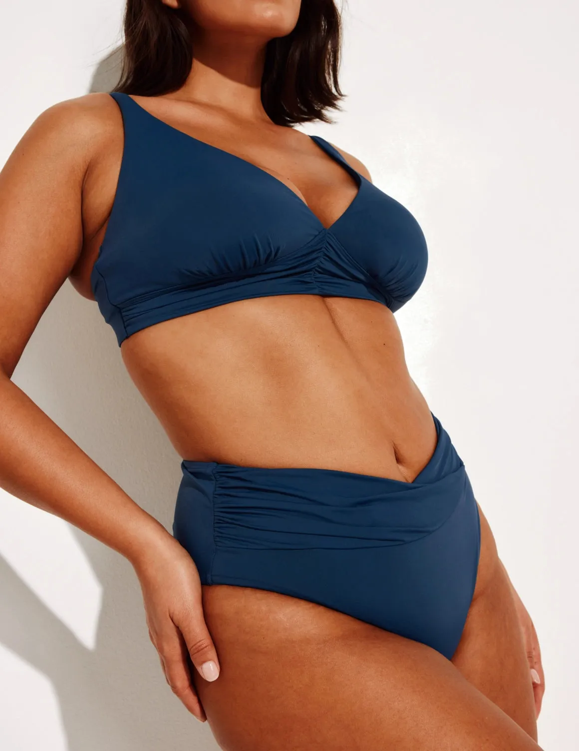 Ruched Deep V Bikini Top