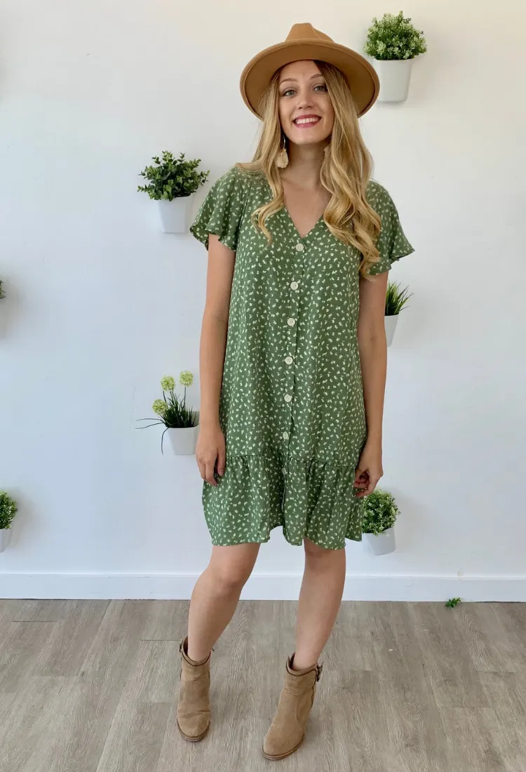 Sage Shift Dress-Final Sale