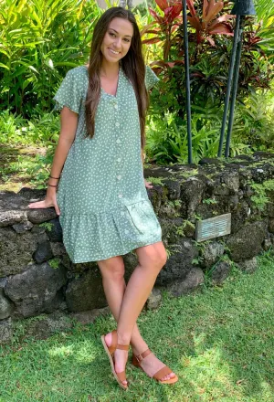 Sage Shift Dress-Final Sale