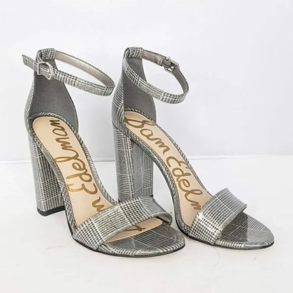 Sam Edelman Yaro Pewter Plaid Platform Heels NWB 6.5
