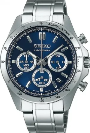 Seiko Spirit Quartz Chronograph Tachymeter JDM Navy Blue Dial SBTR011