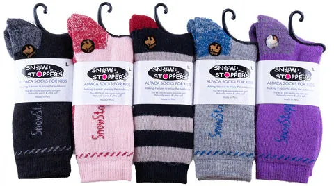 SnowStoppers - Kids Alpaca Wool Socks - Black/Gray