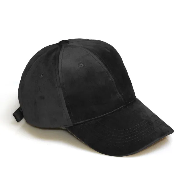 Soft faux suede adjustable baseball cap