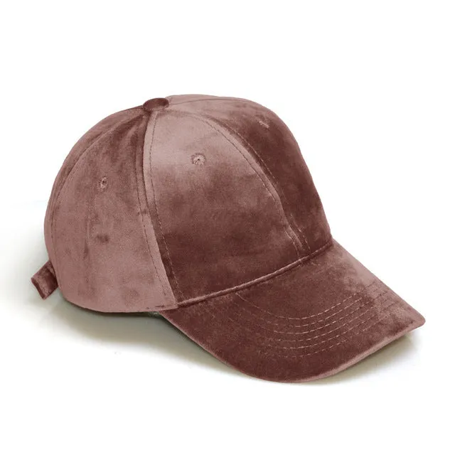 Soft faux suede adjustable baseball cap