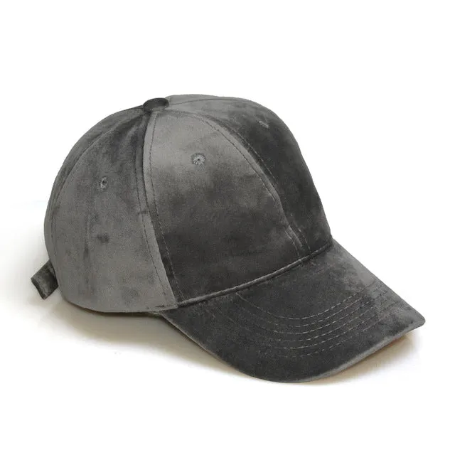 Soft faux suede adjustable baseball cap
