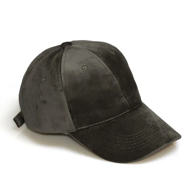 Soft faux suede adjustable baseball cap