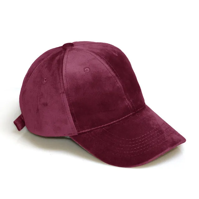 Soft faux suede adjustable baseball cap