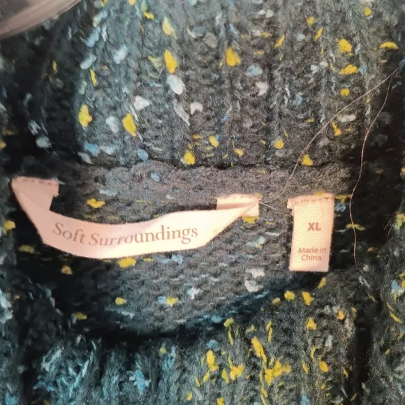 Soft Surroundings Nixie Speckled Sweater Style 2GU45 Deep Teal Marl US Size XL