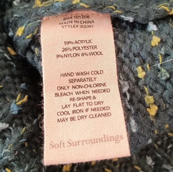 Soft Surroundings Nixie Speckled Sweater Style 2GU45 Deep Teal Marl US Size XL