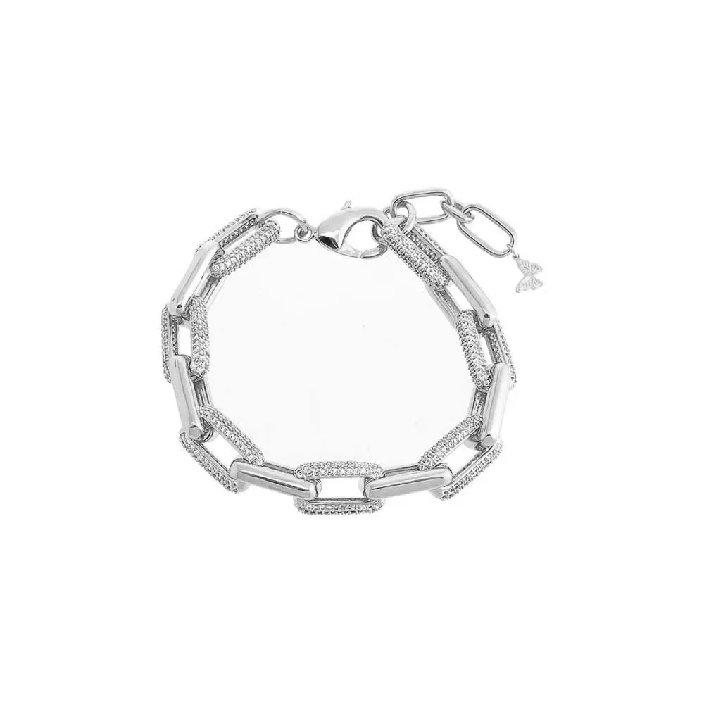 Solid/Pavé Chunky Paperclip Link Bracelet