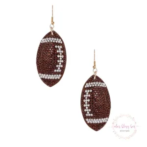 Sporty Glam - Rhinestone Football Pillow Earrings