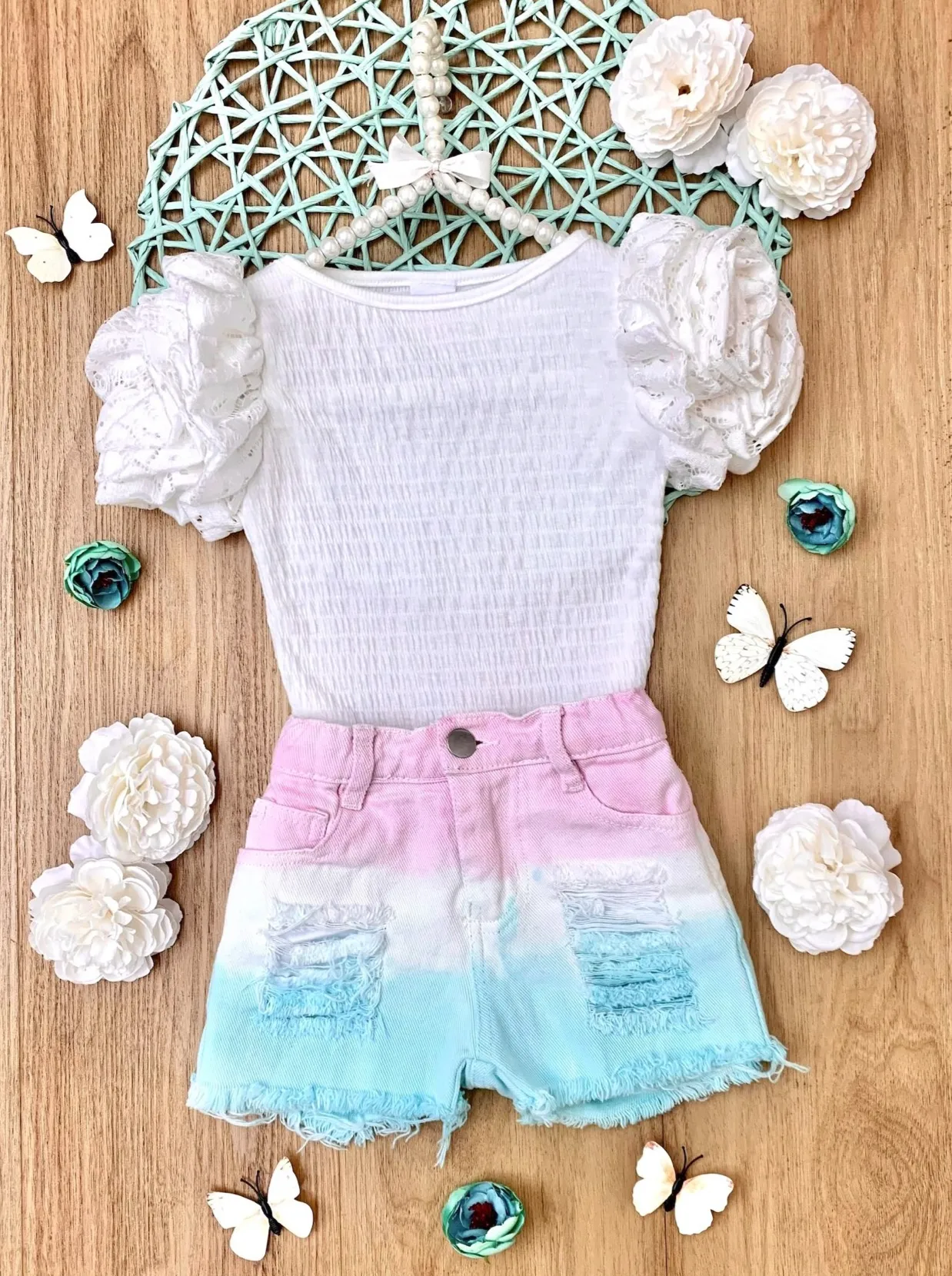 Springtime Special Rosette Top and Shorts Set