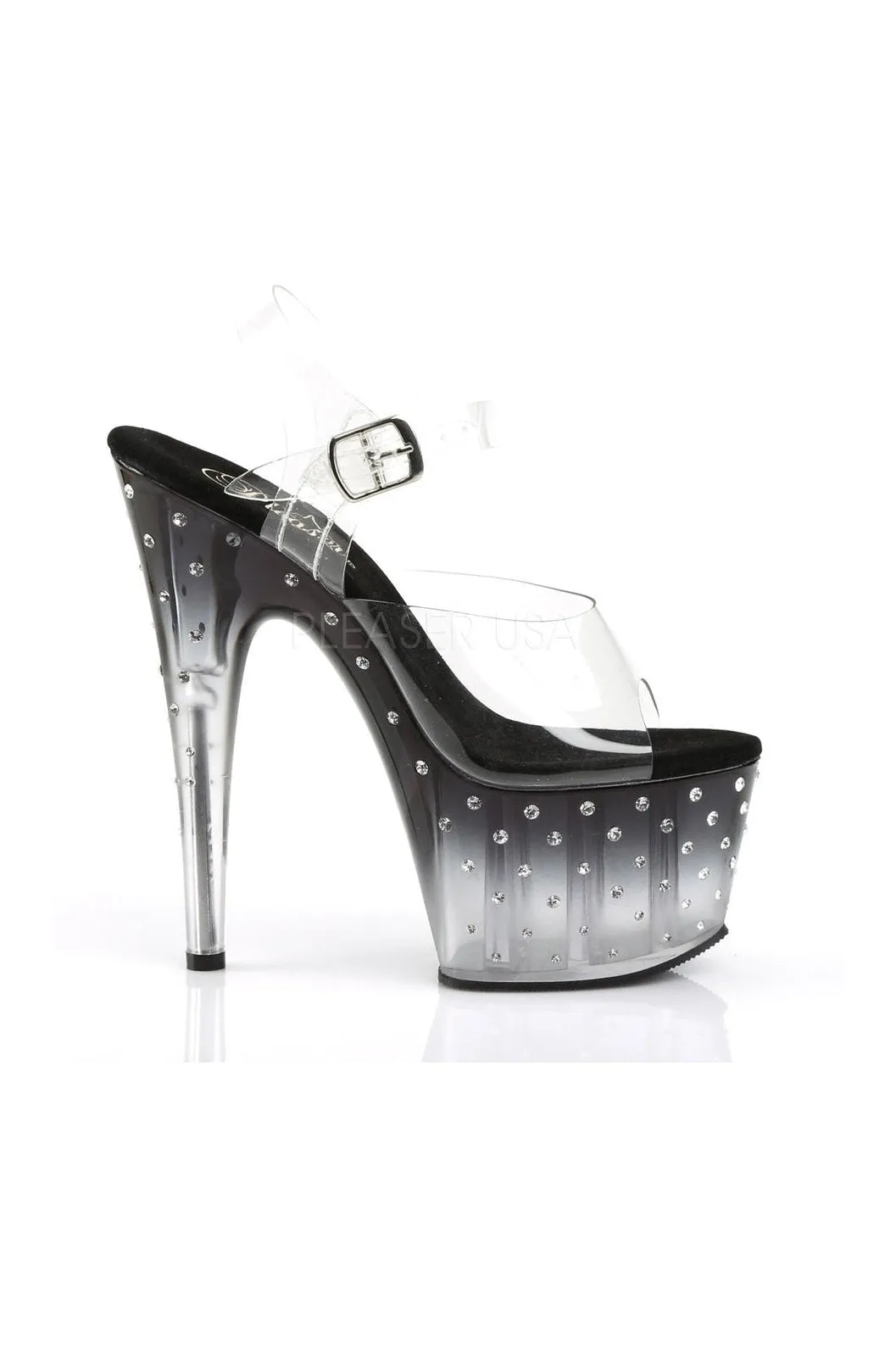 STARDUST-708T Platform Sandal  | Black Vinyl