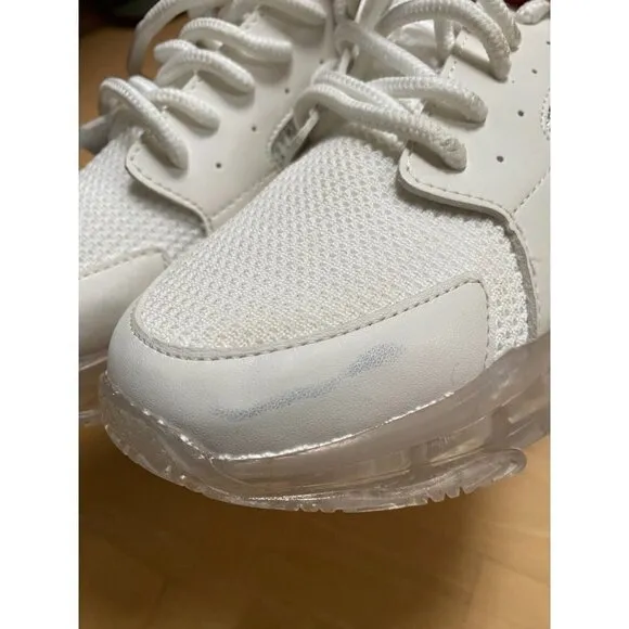 Steve Madden &quot;Vance&quot; white platform Sneaker rhinestone Womens lace  8.5