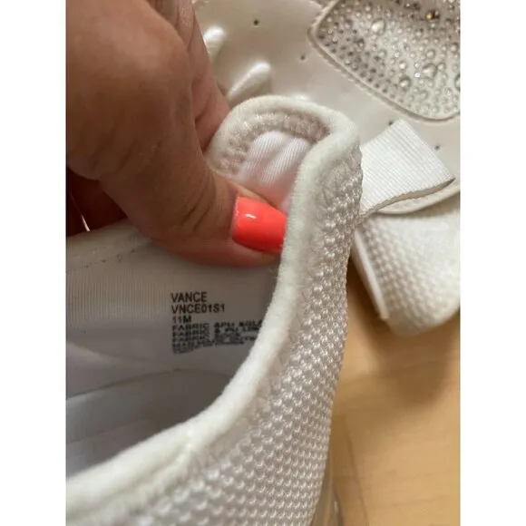 Steve Madden &quot;Vance&quot; white platform Sneaker rhinestone Womens lace  8.5
