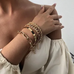 Stylish Chunky Cluster Bracelets (set of 4)