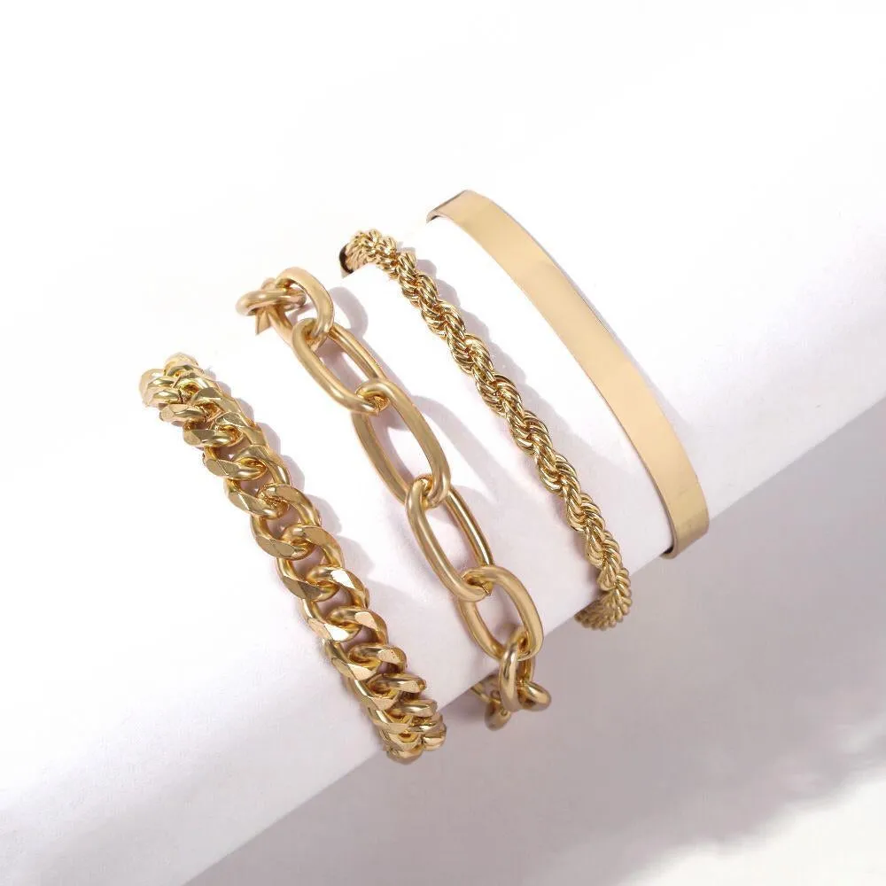 Stylish Chunky Cluster Bracelets (set of 4)