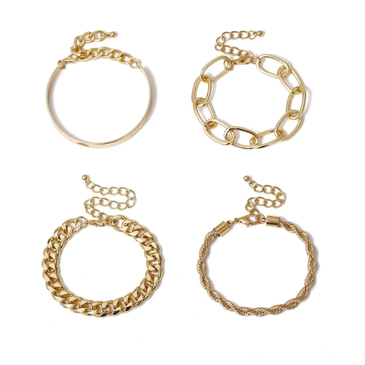Stylish Chunky Cluster Bracelets (set of 4)