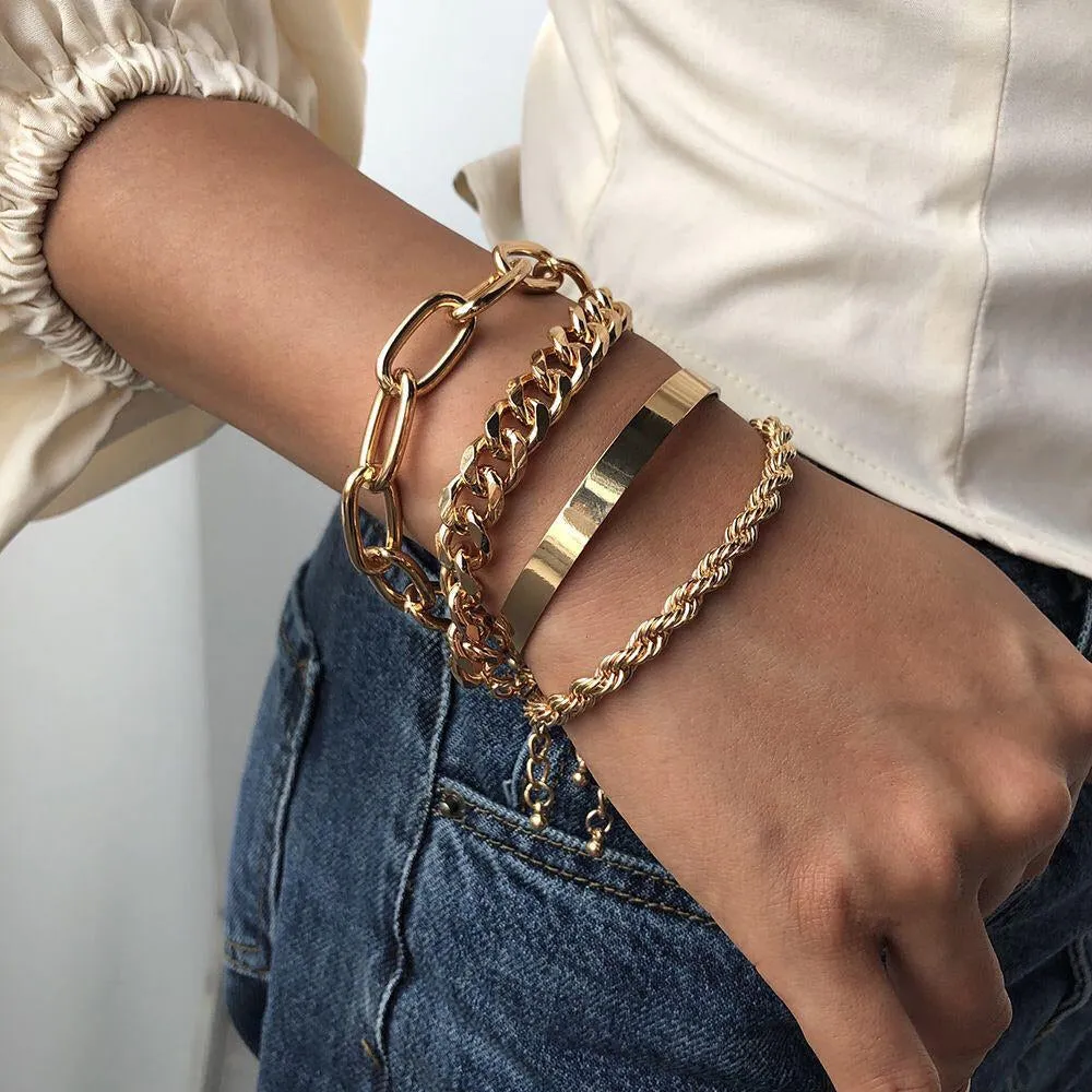 Stylish Chunky Cluster Bracelets (set of 4)