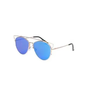 Stylish Crossbar Pilot Mirrored Sunglasses - Blue