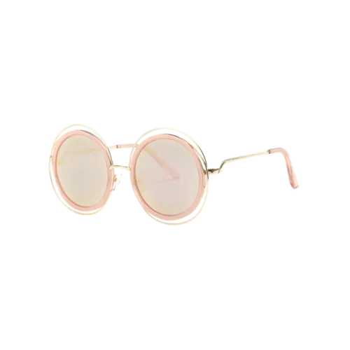 Stylish Cut Out Round Mirrored Sunglasses - Rose Gold