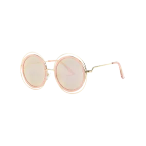 Stylish Cut Out Round Mirrored Sunglasses - Rose Gold