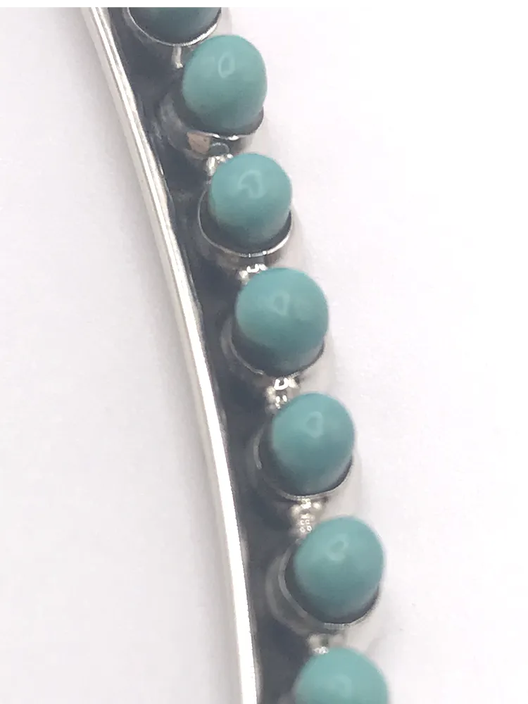 Stylish Long Oval Sterling   Turquoise Drop Earrings
