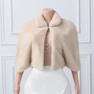 Stylish Mid-length Faux Fur Batwing Cape
