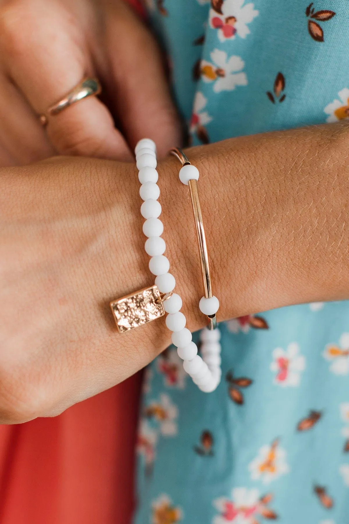 Stylish Situation Beaded Bracelet- White